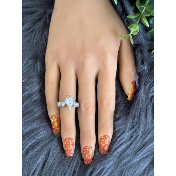 Silver 925 Heart Shaped Cz Ring - Picture 9 of 10